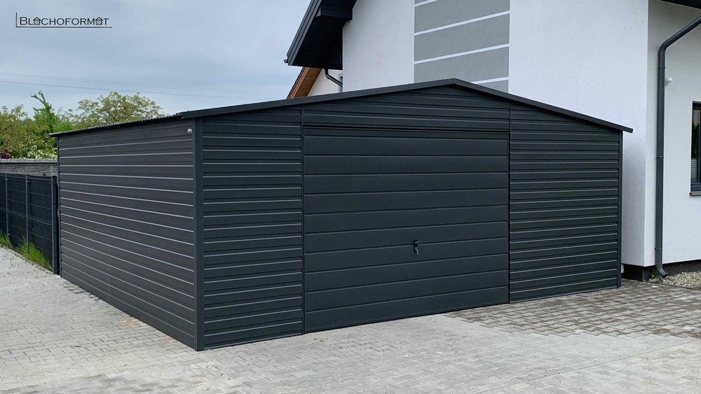 Garaż blaszany 6x5 z profila ocynkowanego grafit