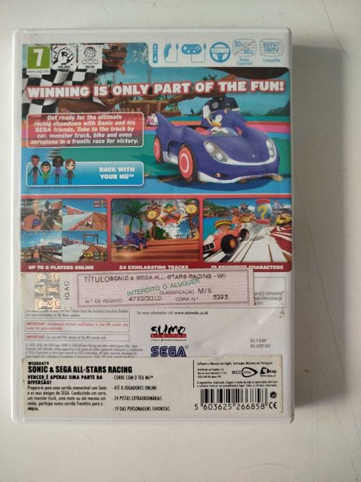 Jogo Wii- Sonic &Sega All-Stars Racing