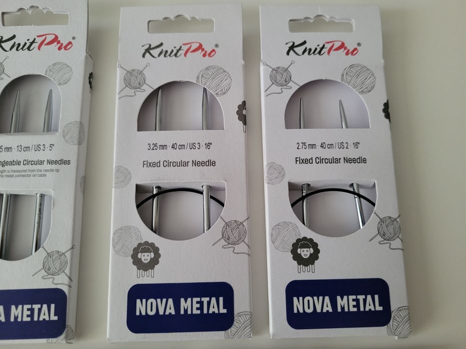 Knitpro Nova druty metalowe 13cm 10cm wymienne Special żyłki Swivel