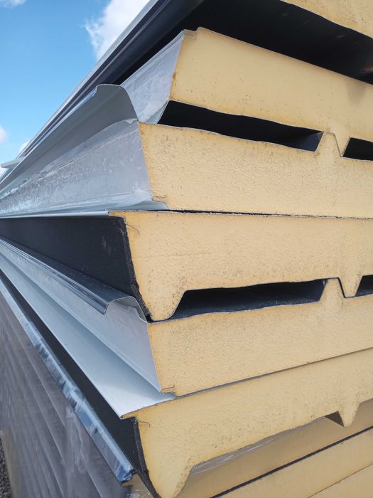 Płyta warstwowa dachowa PIR 10cm dach trapez antracyt GŁADKA biała