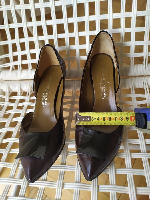 Buty skórzane włoskie lakierki damskie