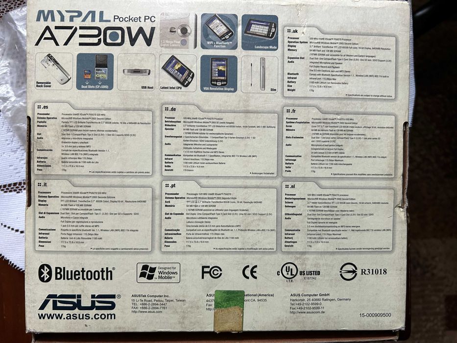 Asus MyPal A730W pocket PC + Akcesoria