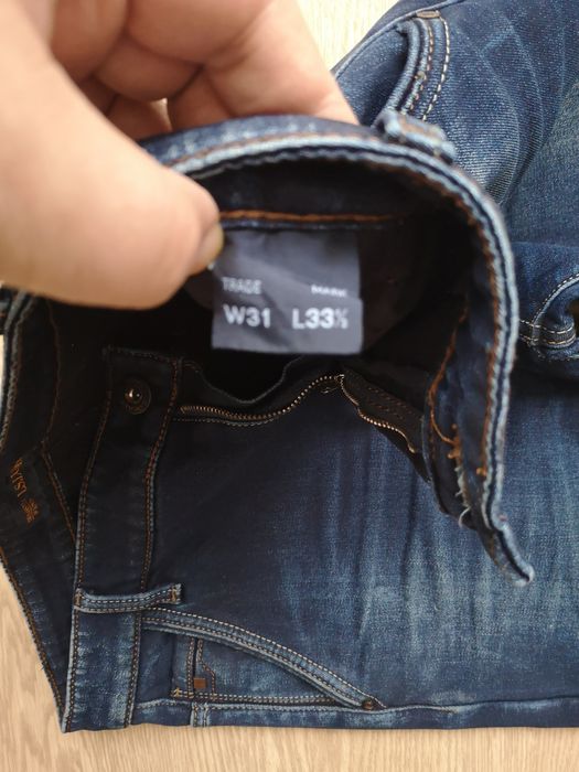 Джинсы класика тёмно-синее утеплённые W31-L-33 1/2