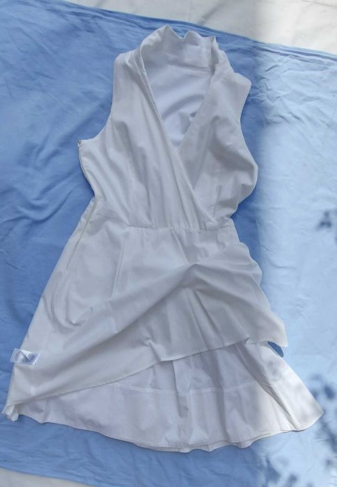 L Ralph Lauren biała plisowana sukienka midi