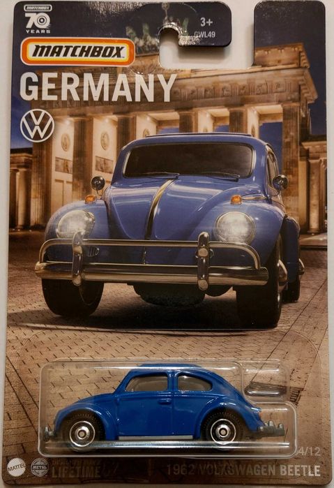 Hot Wheels / Matchbox Volkswagen VW Beetle 1962 Garbus niebieski czerw