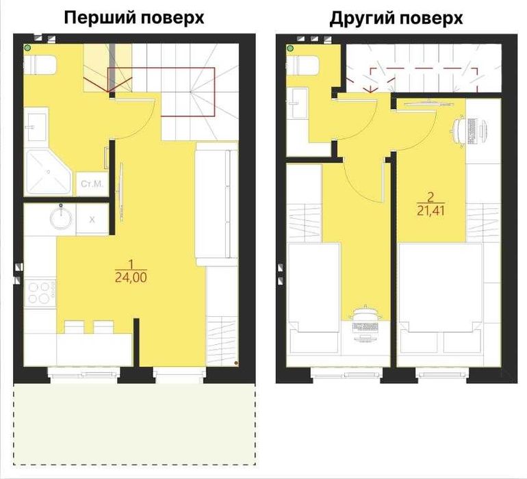 Без% ТАУНХАУС 48м2 з двориком від забуд-ка 20хв метро. Розт-ння