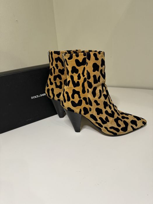 Замшевые леопардовые ботинки не дольче габбана