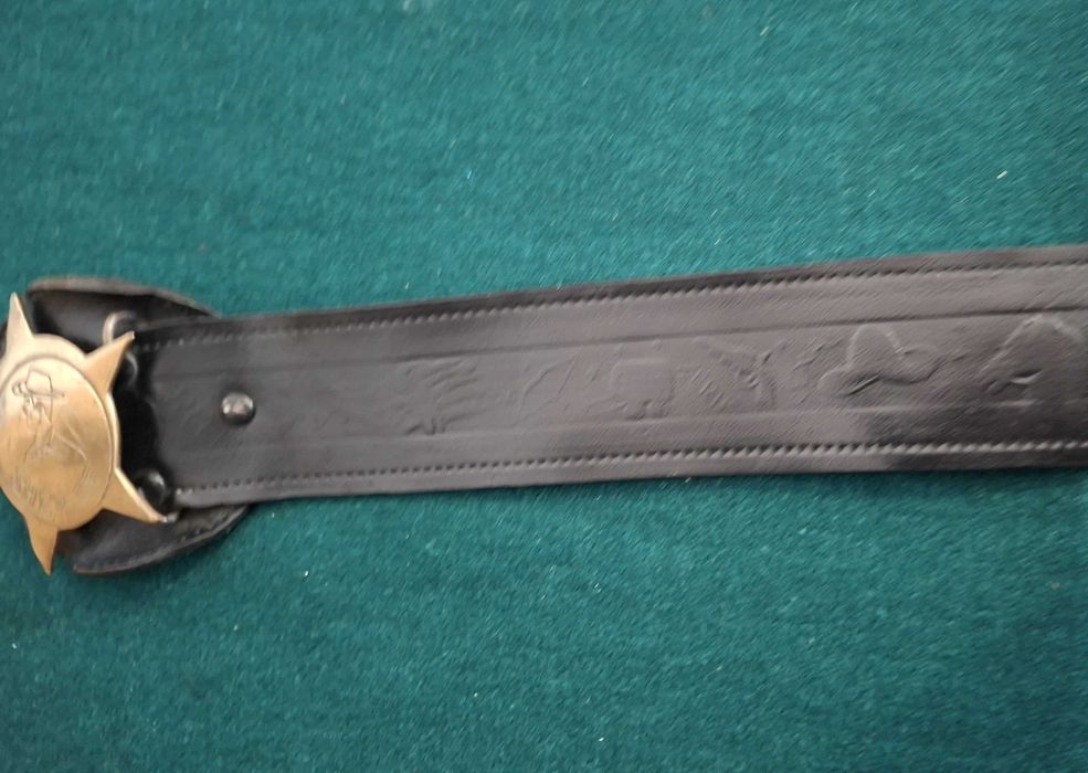 Cinto de Cowboy Sheriff, juvenil, em couro, anos 60 - 87cm