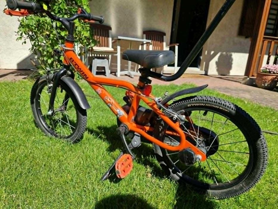 Rower Btwin 16 cali, pomarańczowy, Decathlon