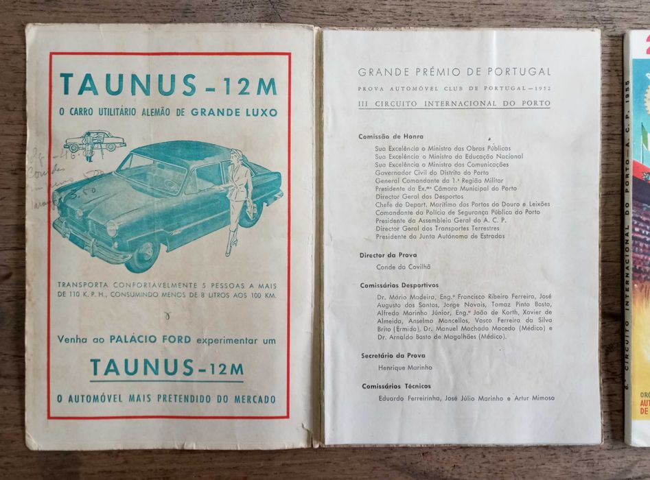 Programas Circuito Automóvel do Porto dos anos 50