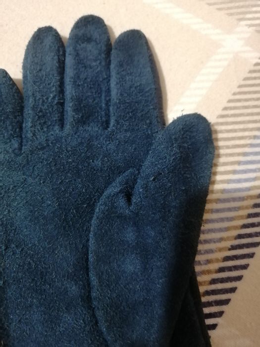 Жіночі шкіряні замшеві перчатки сині