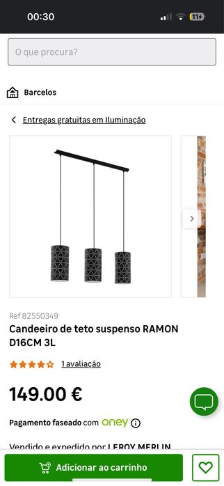 Conjunto de Candeeiros de teto