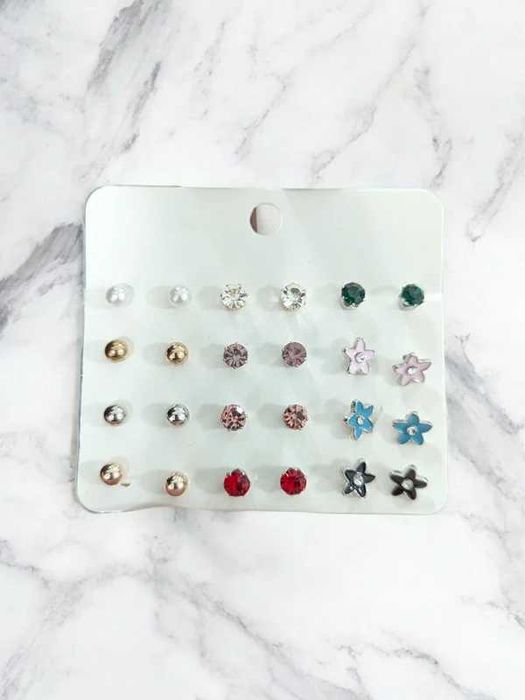 Conjunto de brincos elegantes - pérolas, cristais e flores...