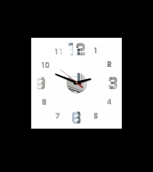 Zegar ścienny naklejany  srebrny