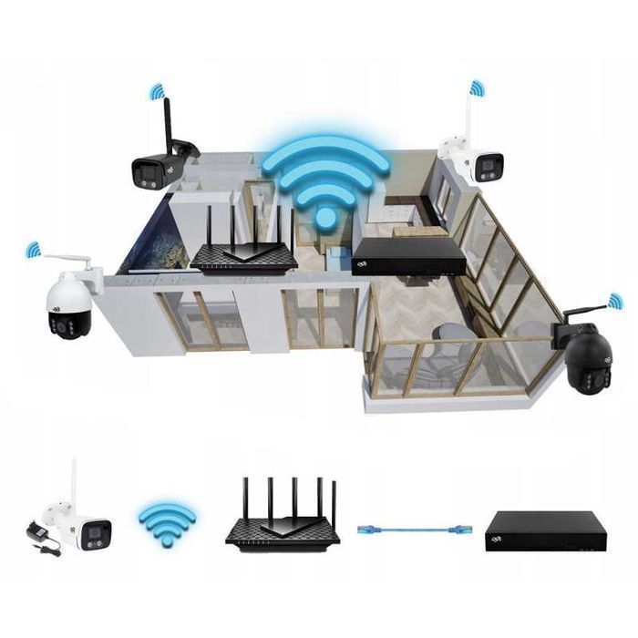 DVS Zestaw Monitoringu 4 Kamer WiFi 8Mpx 4K REJESTRATOR do 8 Kamer