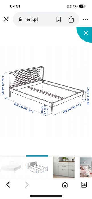 Rama łóżka Ikea Nesttun 160x200 kolor bialy