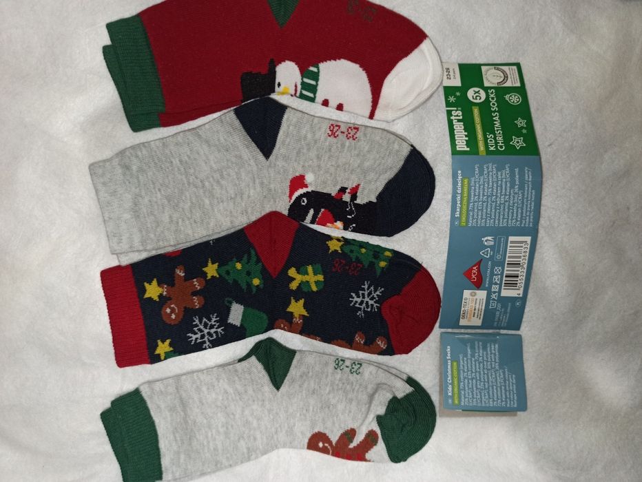 NOWE. Skarpetki świąteczne z ekologiczną bawełną r 23-26