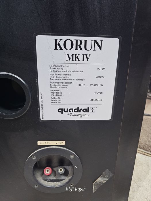 Quadral Korun mk IV акустическая система НЧ 22 см Вес 70кг Ритей