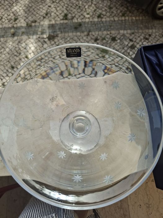 Taça / Fruteira com Pé em Cristal Atlantis (Na Caixa de Luxo Original) – Impecável