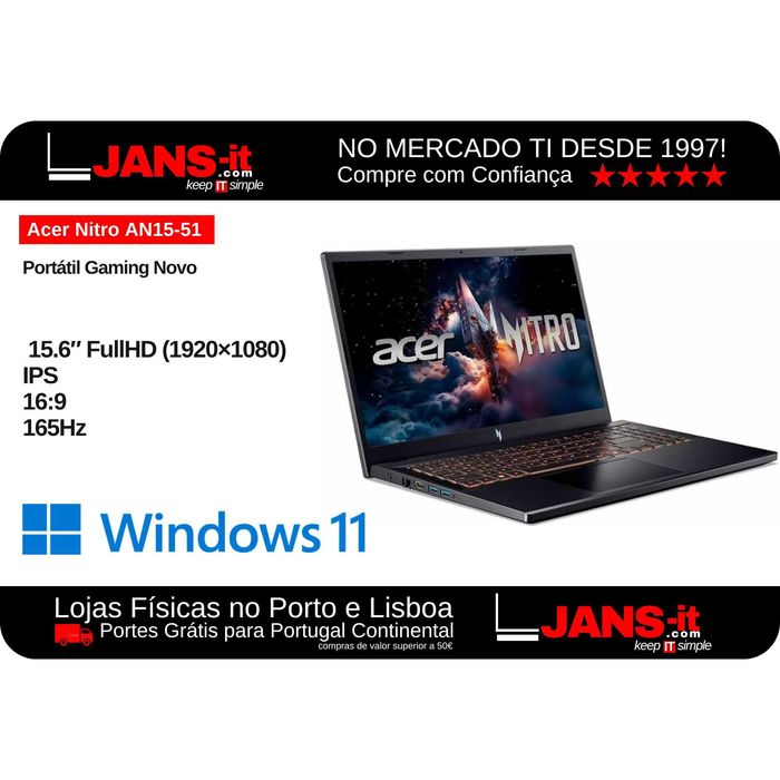 Acer Nitro AN15-51 i7-13620H | 16GB | SSD 512TB | 15.6″ FHD 165Hz | RTX4050