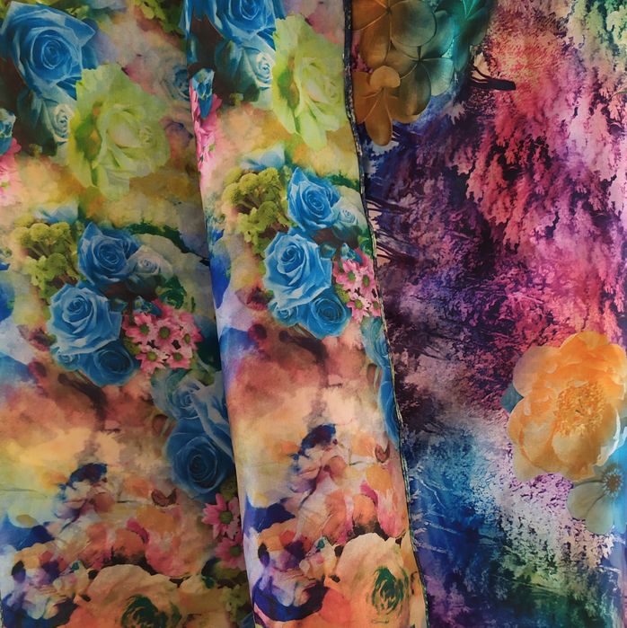 Lenço quadrado com estampado, reversível