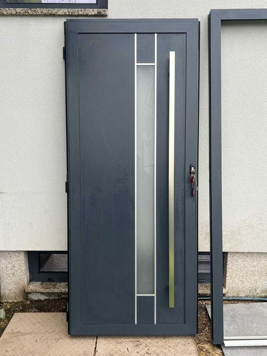 Porta Alumínio Moderna 80x190 cm com Vidro Fosco