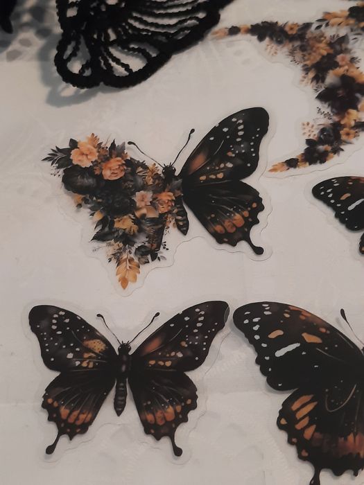 15 stickers encantadoras de luas e borboletas em tons florais