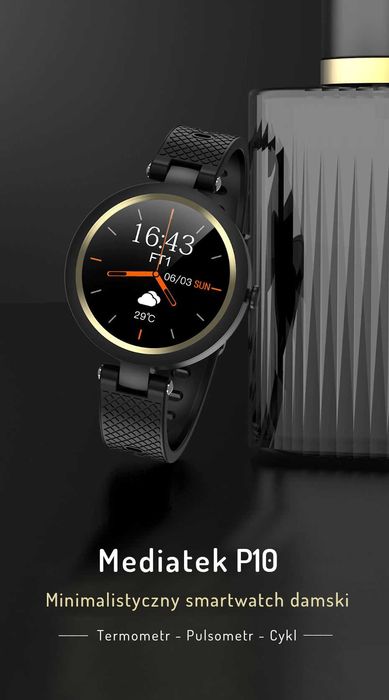 SmartWatch P10 TERMOMETR, kroki, dystans, kalorie, tętno, ciśnienie.