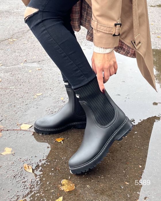 Чорні гумові чоботи, жіночі чорні гумовці