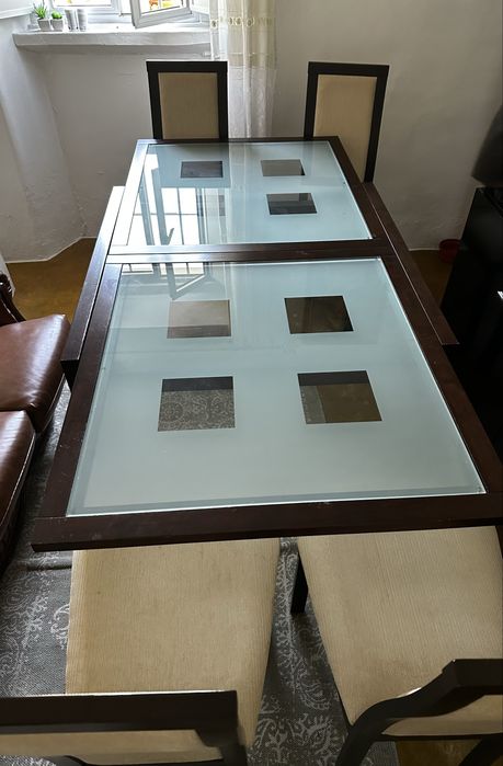Conjunto mesa extensível + 4 cadeiras de madeira maciça