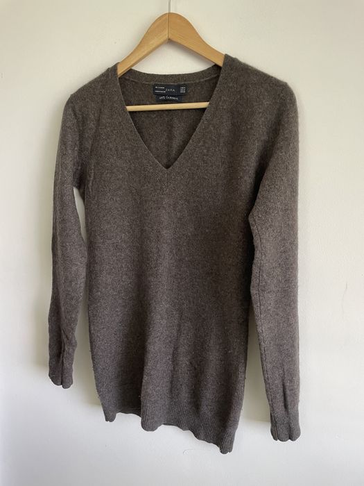 Zara 100% kaszmir brązowy ultra miekki i ciepły sweter