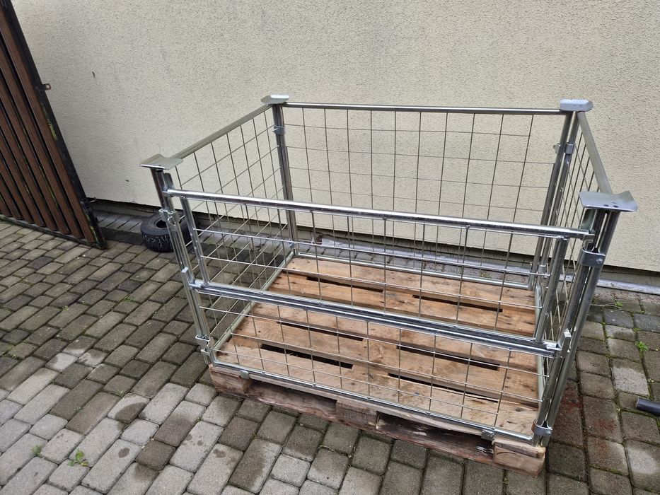 Kosz gittterbox ocynk składany zakładany na euro palety