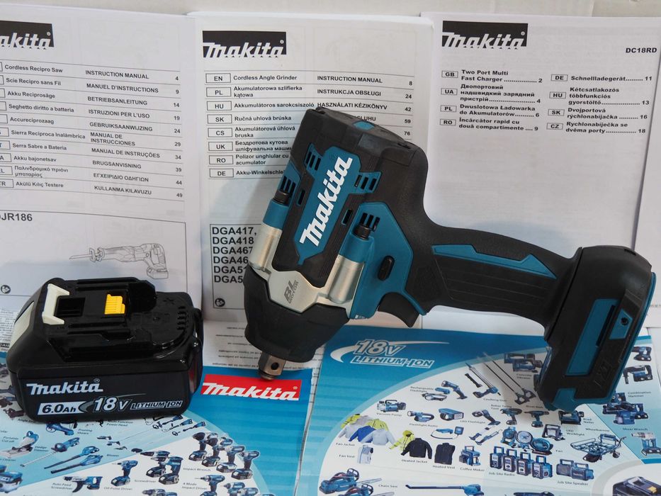 Komplet narzedzi bateria 18v 6ah klucz MAKITA DTW 700 Japan moc 1000Nm