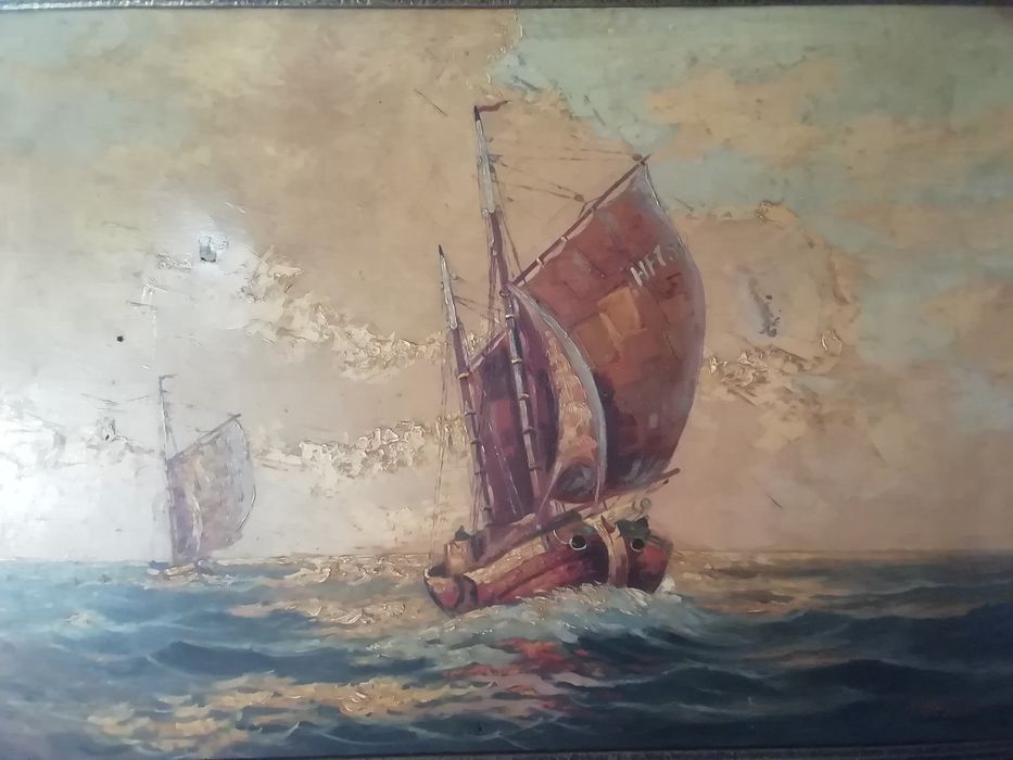 Obraz marynistyczny sygn. M. Gebert płótno olej wym. ok. 120x90 cm.