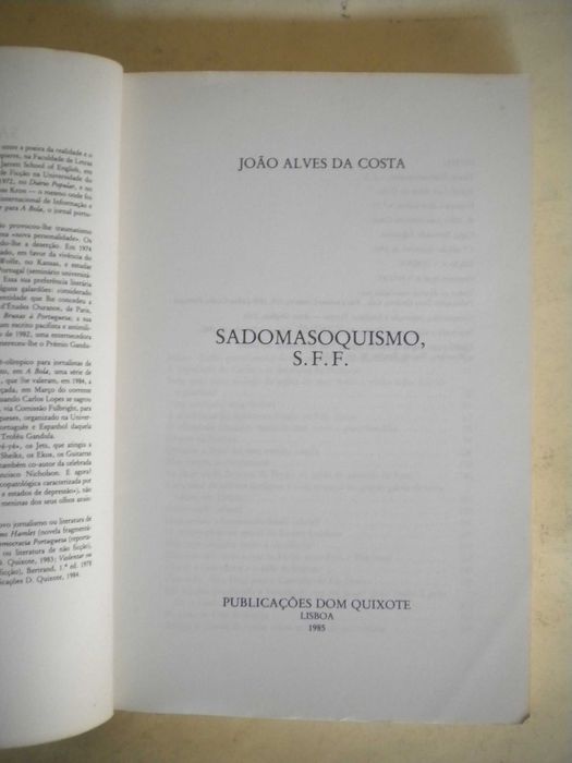 Sadomasoquismo s.f.f. de João Alves da Costa