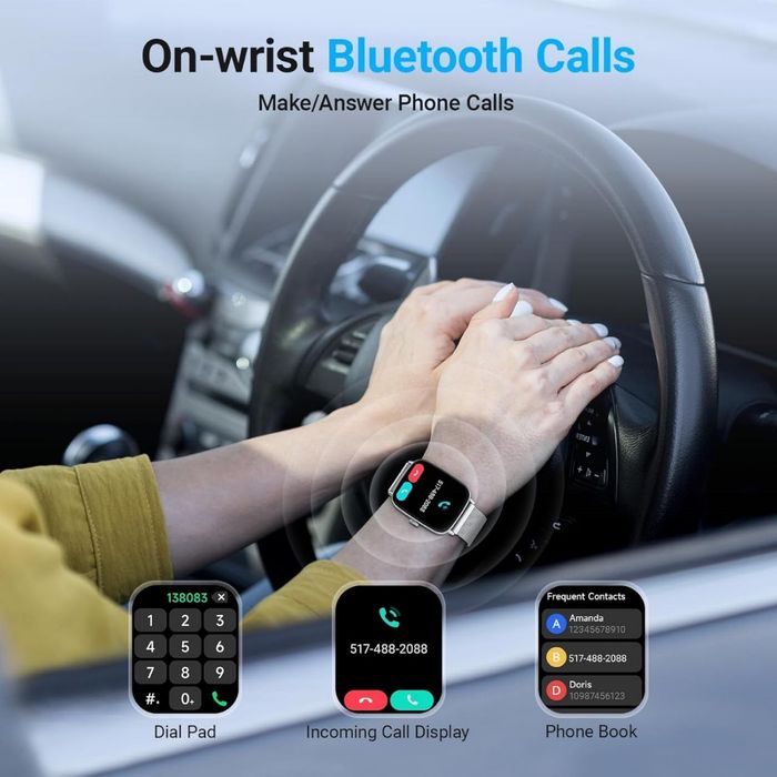 Смарт годинник Smart Watch Fitpolo IDW28 Silver, 1.85” HD дисплей, Bluetooth дзвінки, 100+ режимів, IP68. Металевий ремінець.