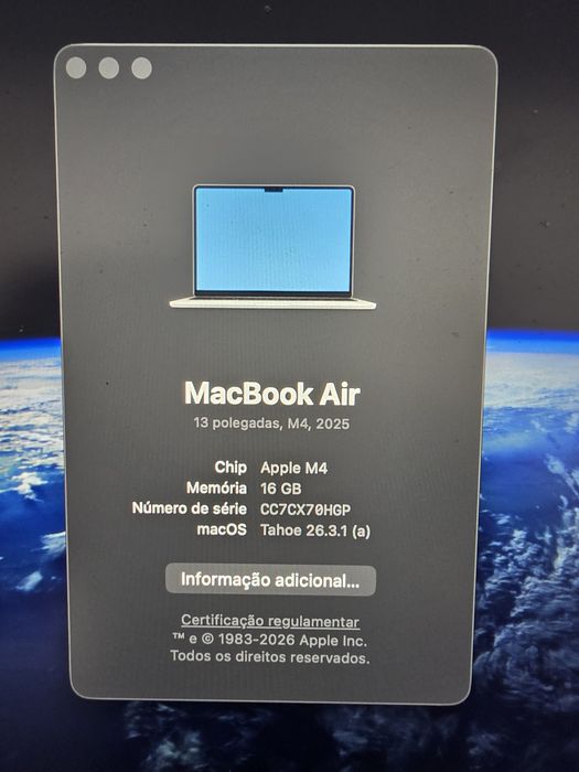 Macbook air 13 polegadas 256GB silver