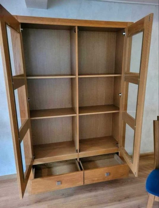 Zestaw witryna słupek szafka rtv drewniany dębowy nowoczesny FV DOWÓZ