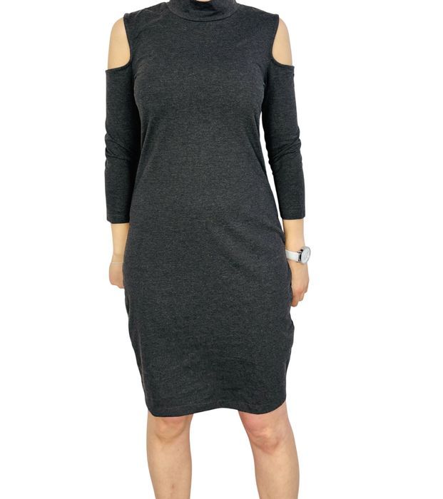 Ciemnoszara sukienka z wycięciami na ramionach L 40