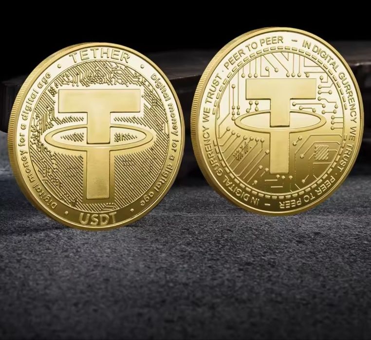 Сувенирная монета USDT Zcash крипта криптовалюта тезер зек gold золото
