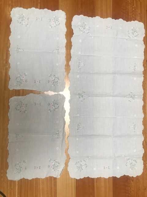 3 Hand-Embroidered Linen Doilies