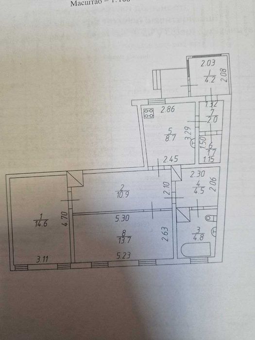 3 кімнатна квартира в центрі міста