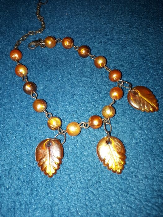 Bransoletka brązowo-miodowa - PRL