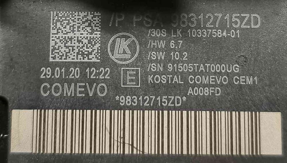 Conjunto / Manetes de Luzes e Limpa Vidros 98312715ZD - CITROËN C3 III Van