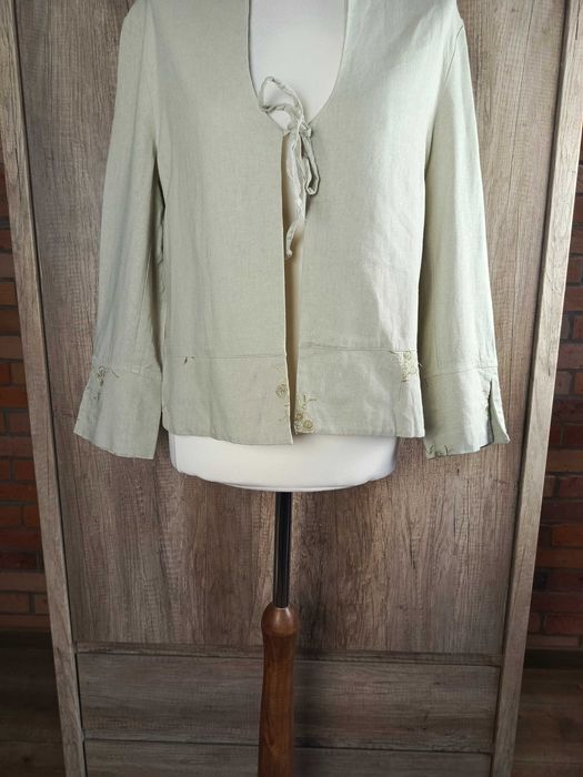 altroModa lniana koszula beżowa z haftem 55% len 45% rayon 38 M