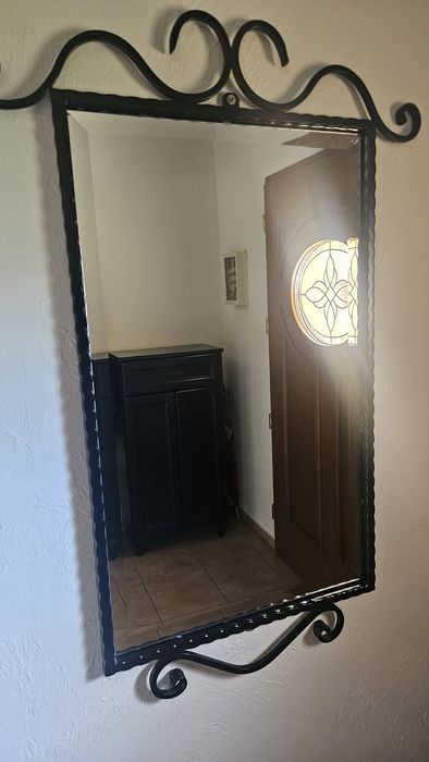 Lustro, wieszak siedzisko metalowe kute