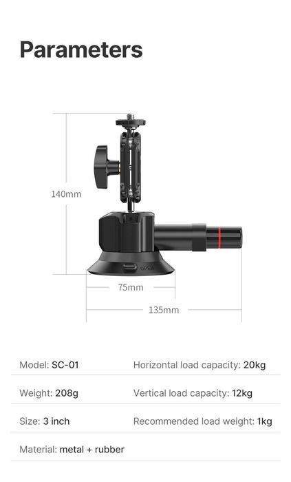 Uchwyt przyssawka na szybę Ulanzi SC-01 do GoPro DJI Action Insta 360