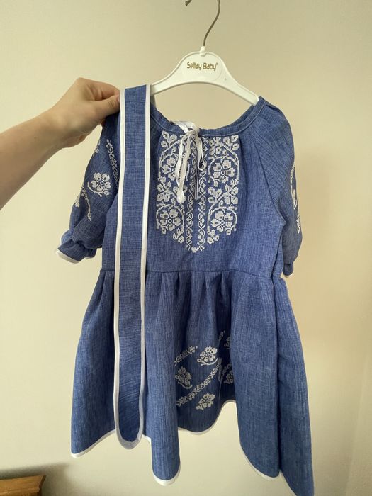 Вишиване плаття блакитне 4-5 років, 104 розмір