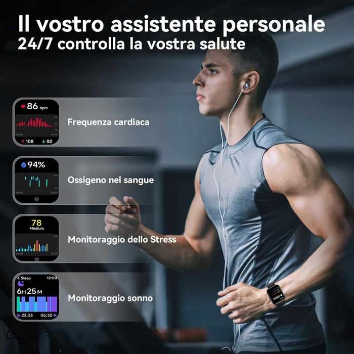 Fitpolo ID208P Smartwatch połączenia SMS tętno budzik stoper IP68 SpO2