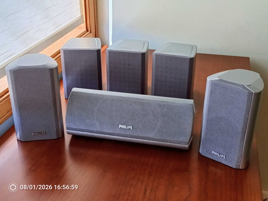 Subwoofer activo e satélites Philips colunas home cinema 5.1 6.1